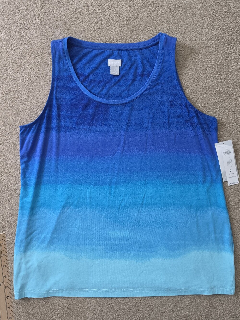 Chico's Touch Of Cool Blue Ombre Sleeveless Tank Top